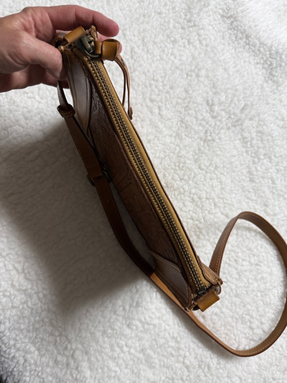 FRYE Brown Tooled Leather Crossbody Bag brown Retired - Picture 8 of 10